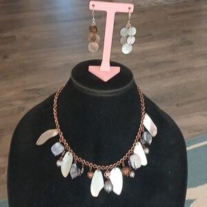 Lia Sophia Bronze Shell Necklace Set